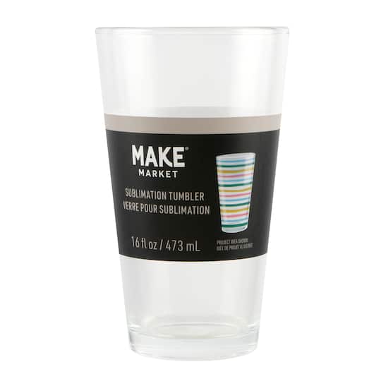 12 Pack: 16oz. Clear Glass Sublimation Tumbler by Make Market®